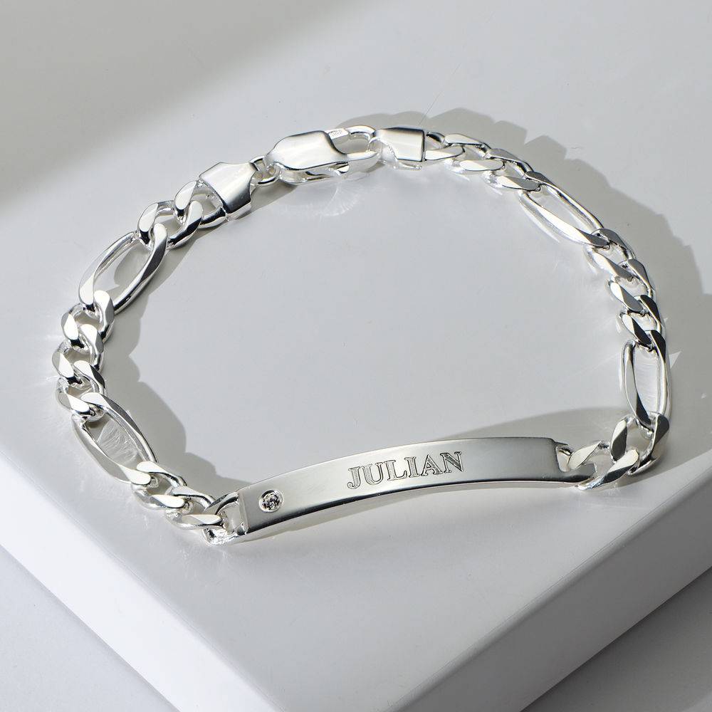Amigo naamarmband met diamant voor heren in sterling zilver-3 Productfoto