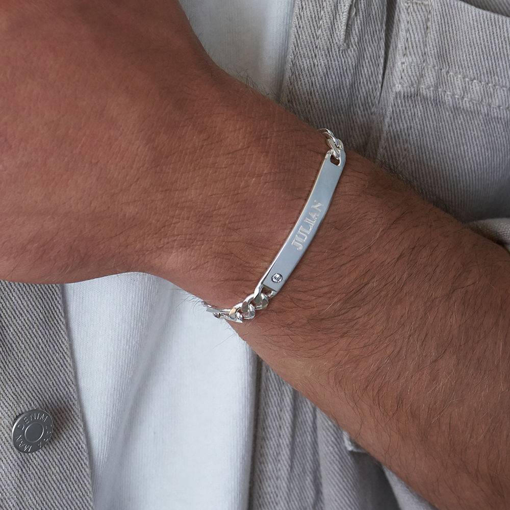 Amigo ID Bracelet for men in Sterling Silver with Diamond product photo