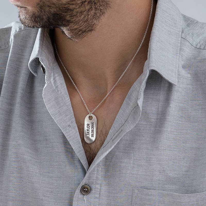 Halssmykke i sølv med ID-tag-3 produktbilde
