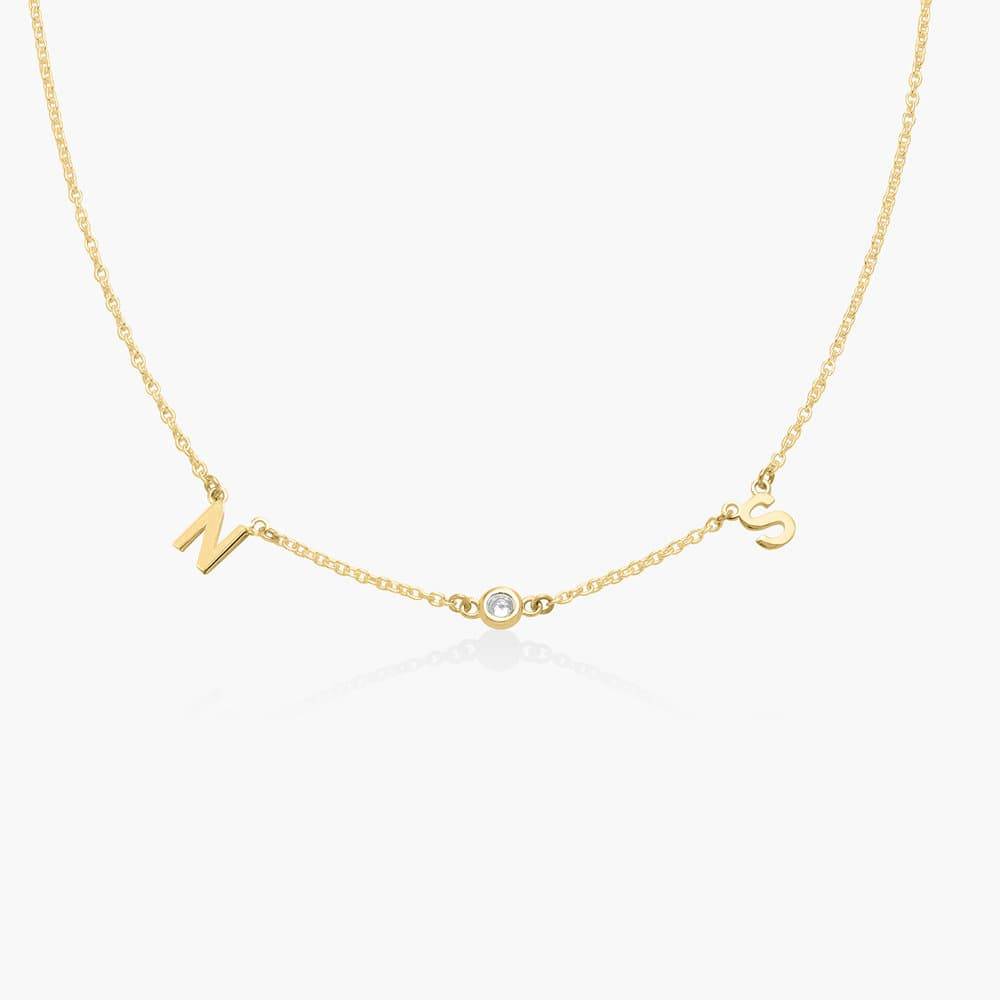 Mia Initialen Halskette mit Diamanten - 750er Gold-Vermeil-6 Produktfoto