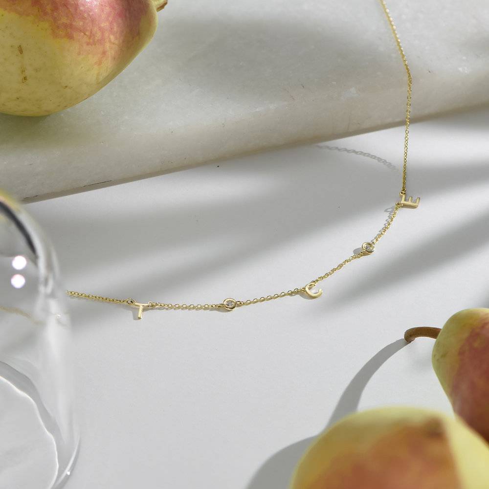 Mia Initialen Halskette mit Diamanten - 750er Gold-Vermeil-1 Produktfoto