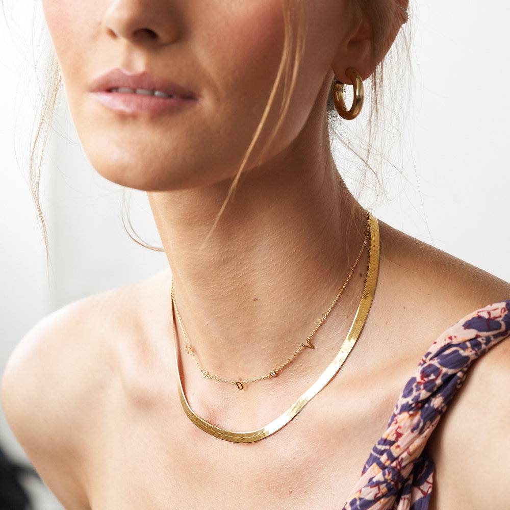 Mia Initialen Halskette mit Diamanten - 750er Gold-Vermeil-3 Produktfoto