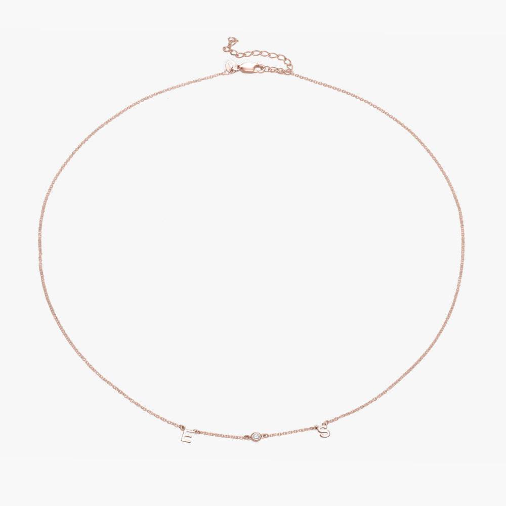 Mia Initialen Halskette mit Diamanten - 750er rosévergoldetes Silber-4 Produktfoto