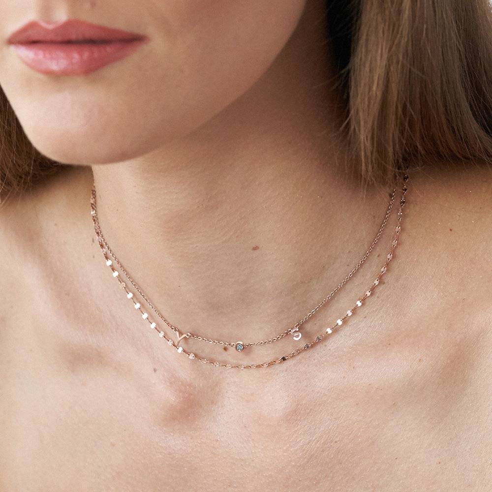 Mia Initialen Halskette mit Diamanten - 750er rosévergoldetes Silber-5 Produktfoto