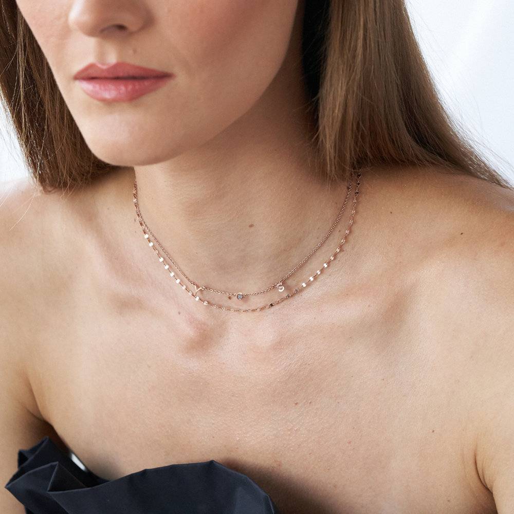 Mia Initialen Halskette mit Diamanten - 750er rosévergoldetes Silber-2 Produktfoto