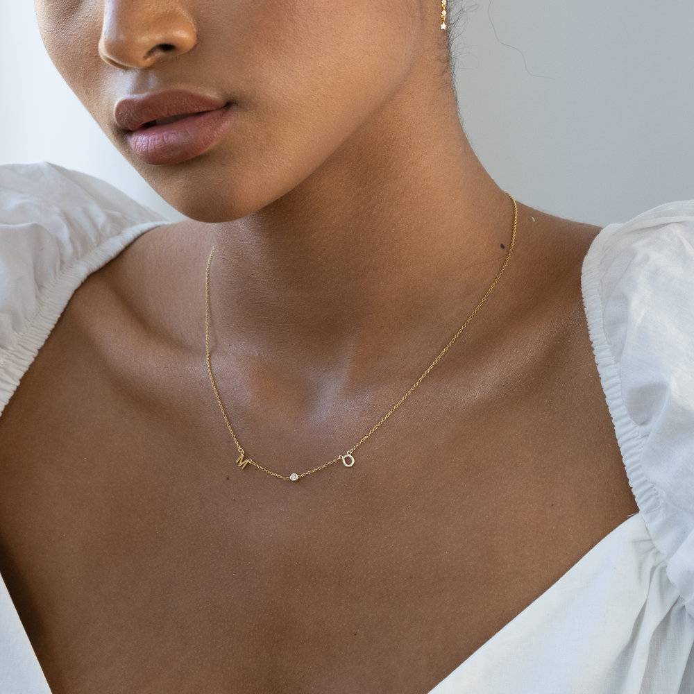 Mia Initialen Halskette mit Diamanten - 585er Gelbgold-8 Produktfoto