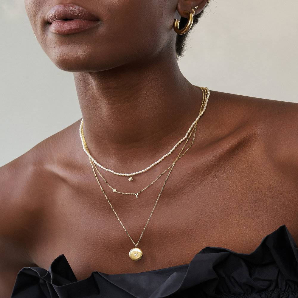 Mia Initialen Halskette mit Diamanten - 585er Gelbgold-1 Produktfoto