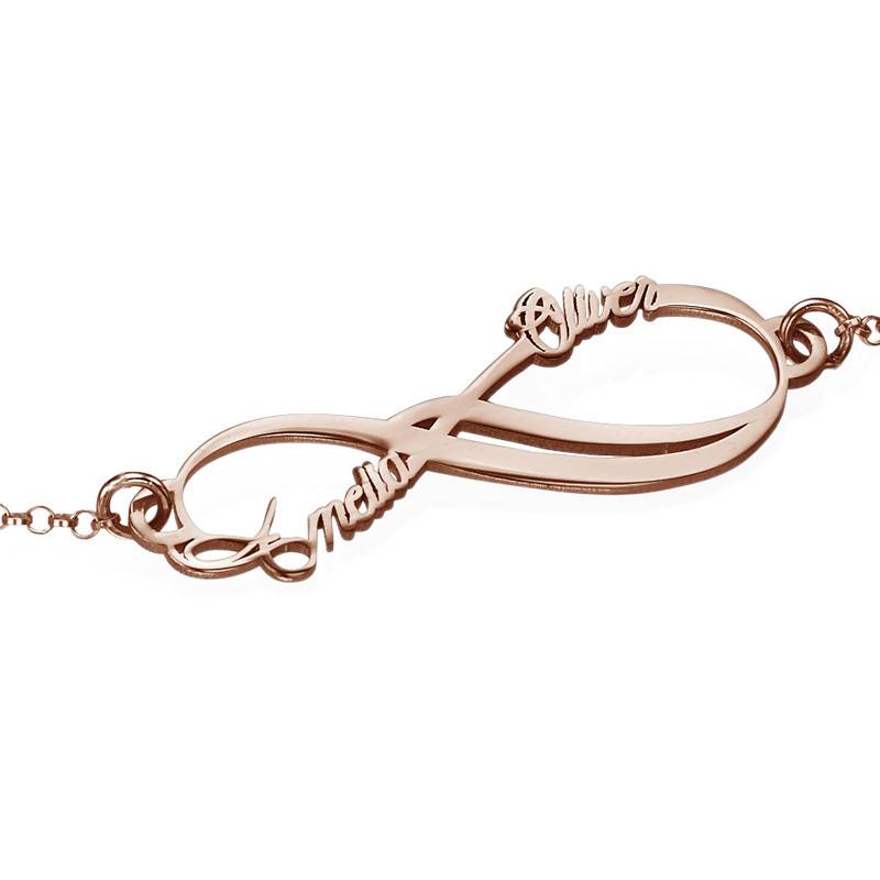 Infinity armbånd med 2 navne med rosa guldbelægning-3 produkt billede