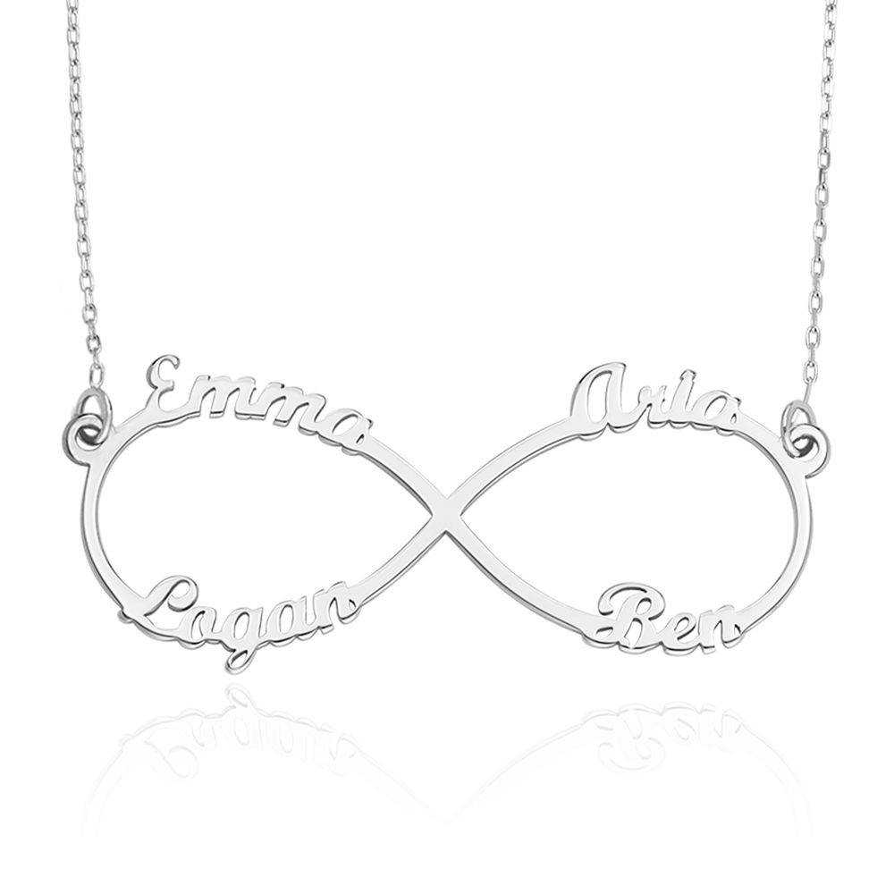 Infinity Necklace with 4 Names in 10ct White Gold product photo