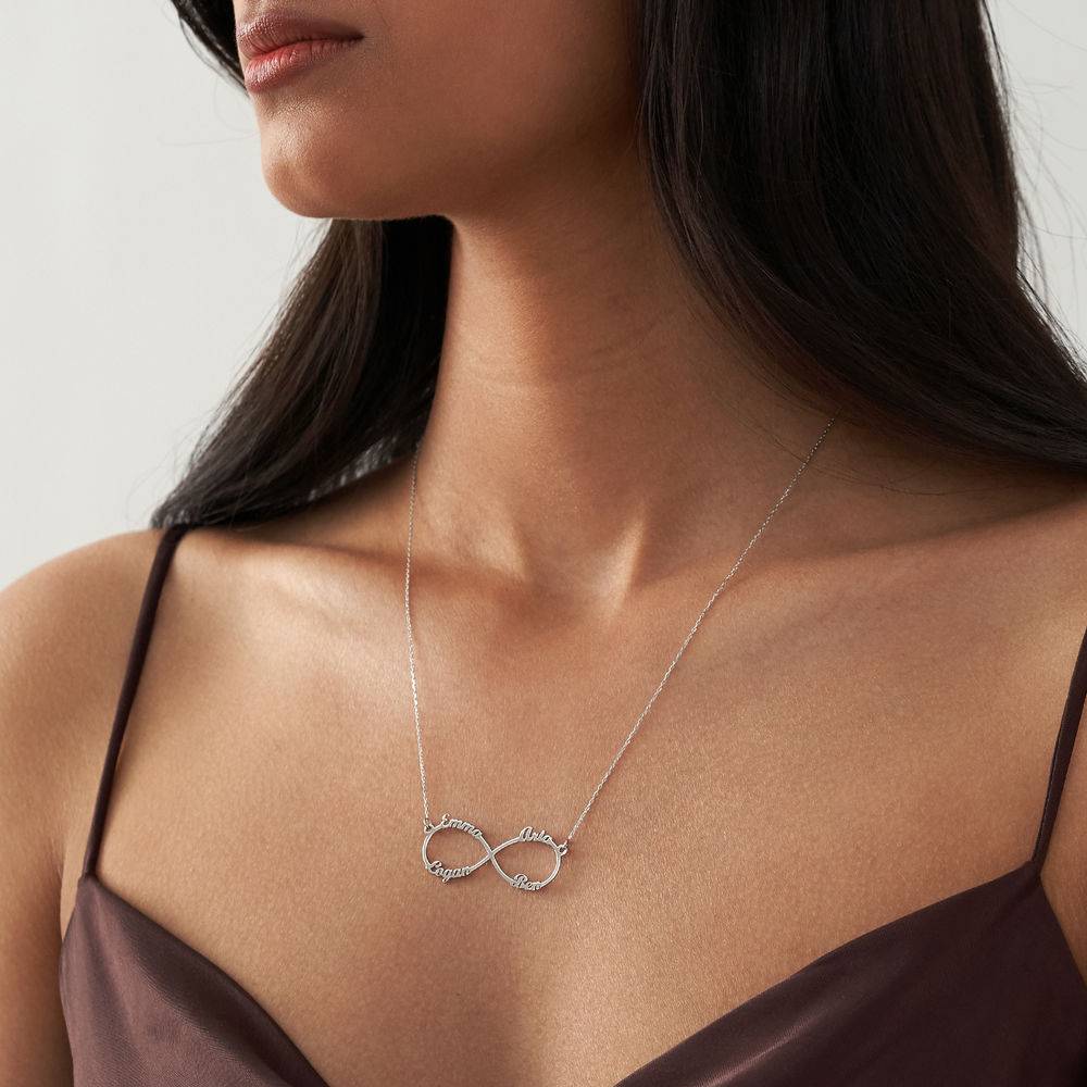Infinity 4 Names Necklace in 10K White Gold product photo