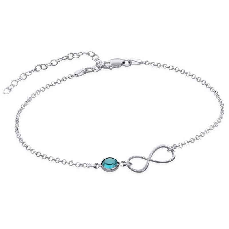 Infinity Ankle Bracelet in Sterling Silver with Birthstone