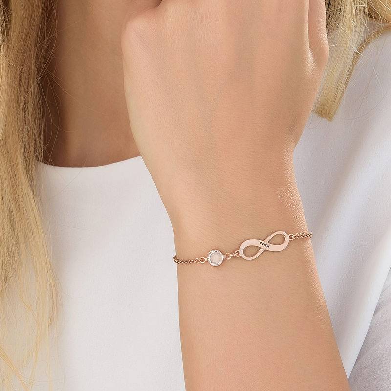 Infinity Birthstone Bracelet in 18ct Rose Gold Plating-2 product photo