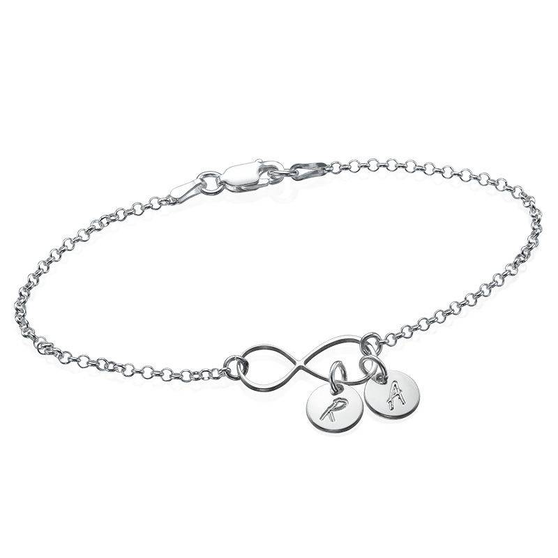 Infinity Bracelet / Anklet with Initial Charms in Sterling Silver product photo