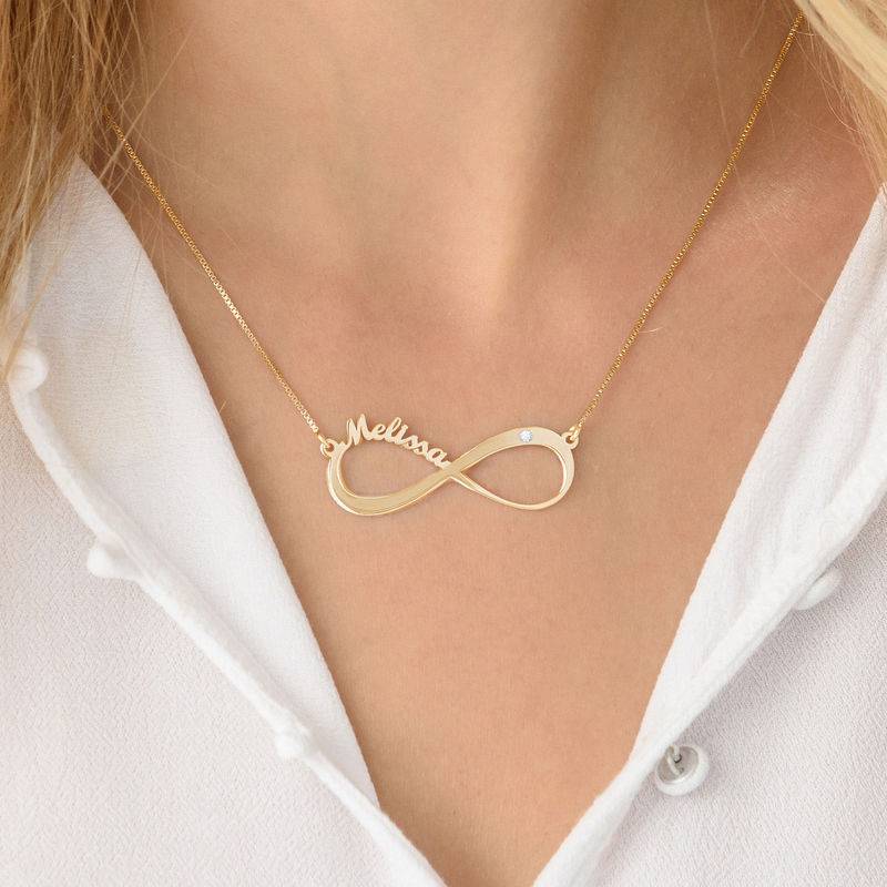 Infinity Name 18K Gold Vermeil Diamond Necklace product photo