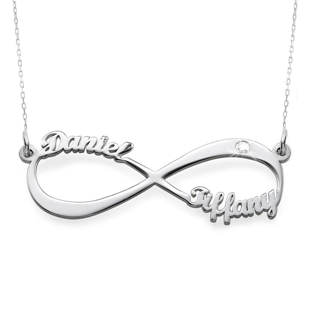 Infinity Name in 10K White Gold Necklace with Diamond-4 product photo