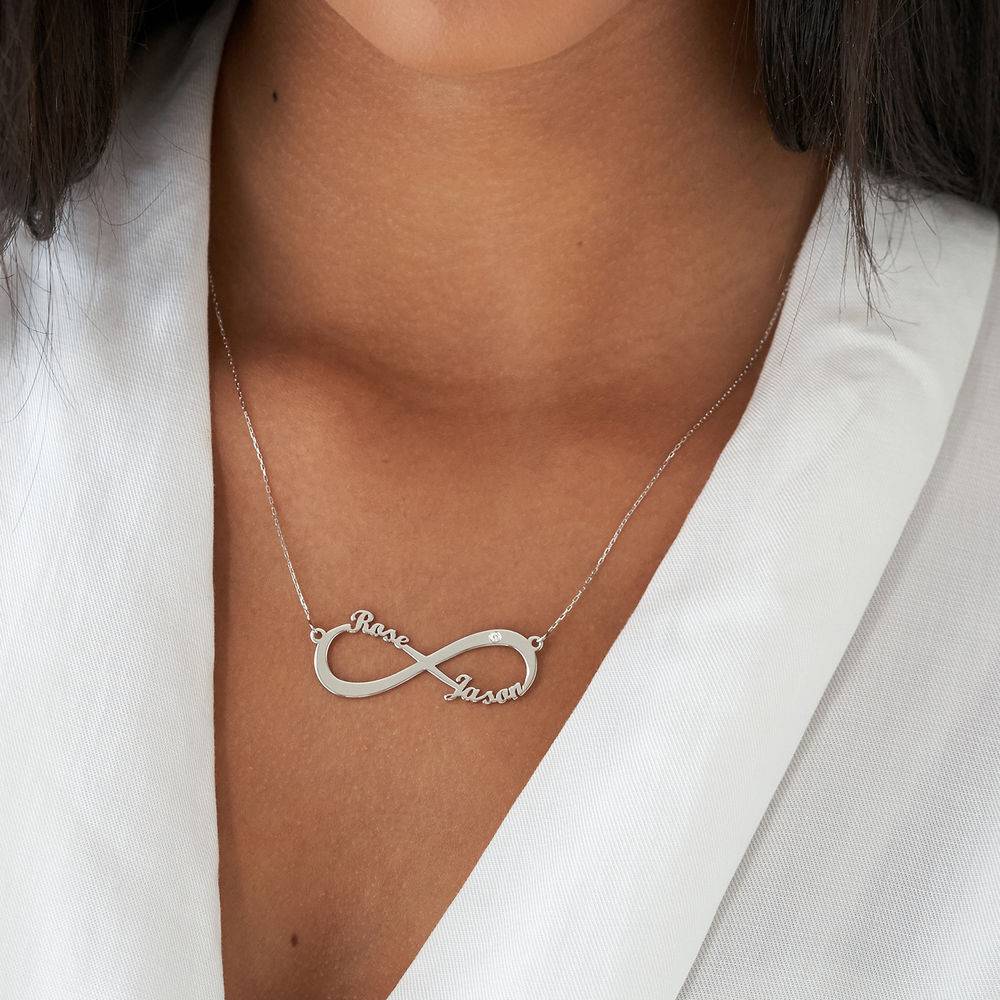 Infinity Name in 10K White Gold Necklace with Diamond-1 product photo