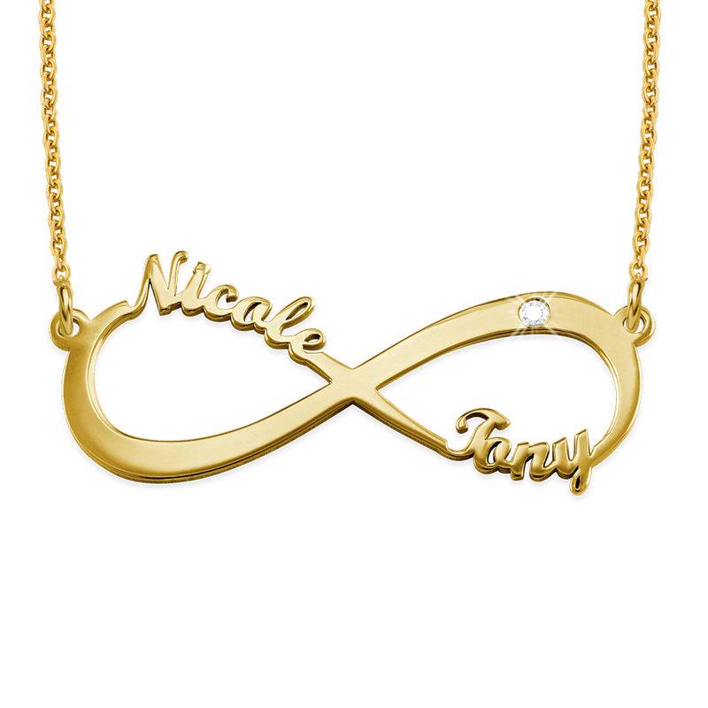 Collar Infinito con Nombre Chapado en Oro con Diamante foto de producto