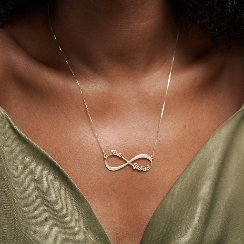 Infinity halskæde med navn i 14 karat guld-3 produkt billede