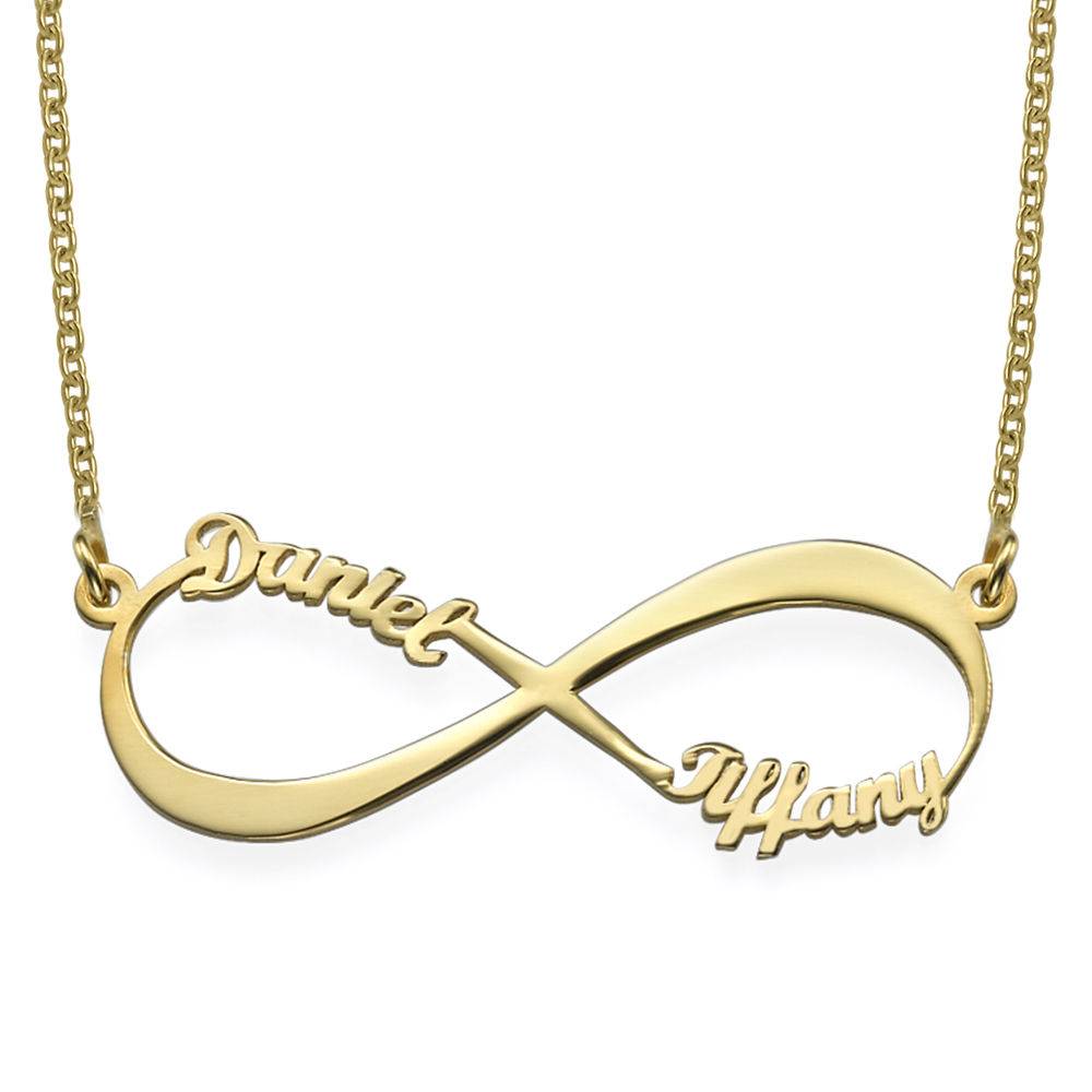 Infinity halskæde med navn i guld vermeil-1 produkt billede