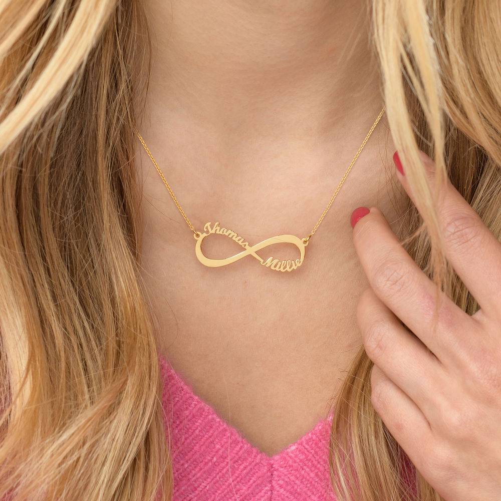 Infinity halskæde med navn i guld vermeil-3 produkt billede