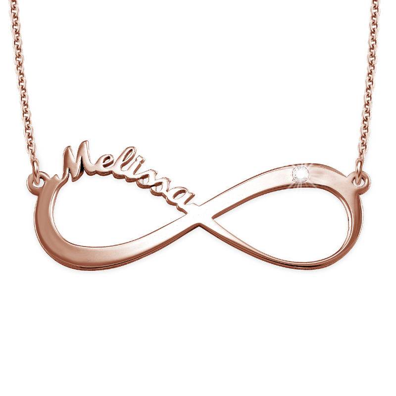 Infinity Name Necklace with Diamond in 18ct Rose Gold Plating product photo