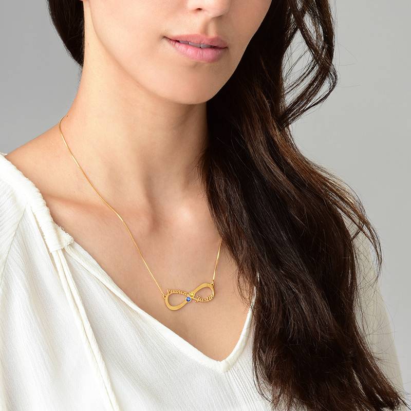 Infinity Name Necklace with Birthstones in 18ct Gold Plating-1 product photo