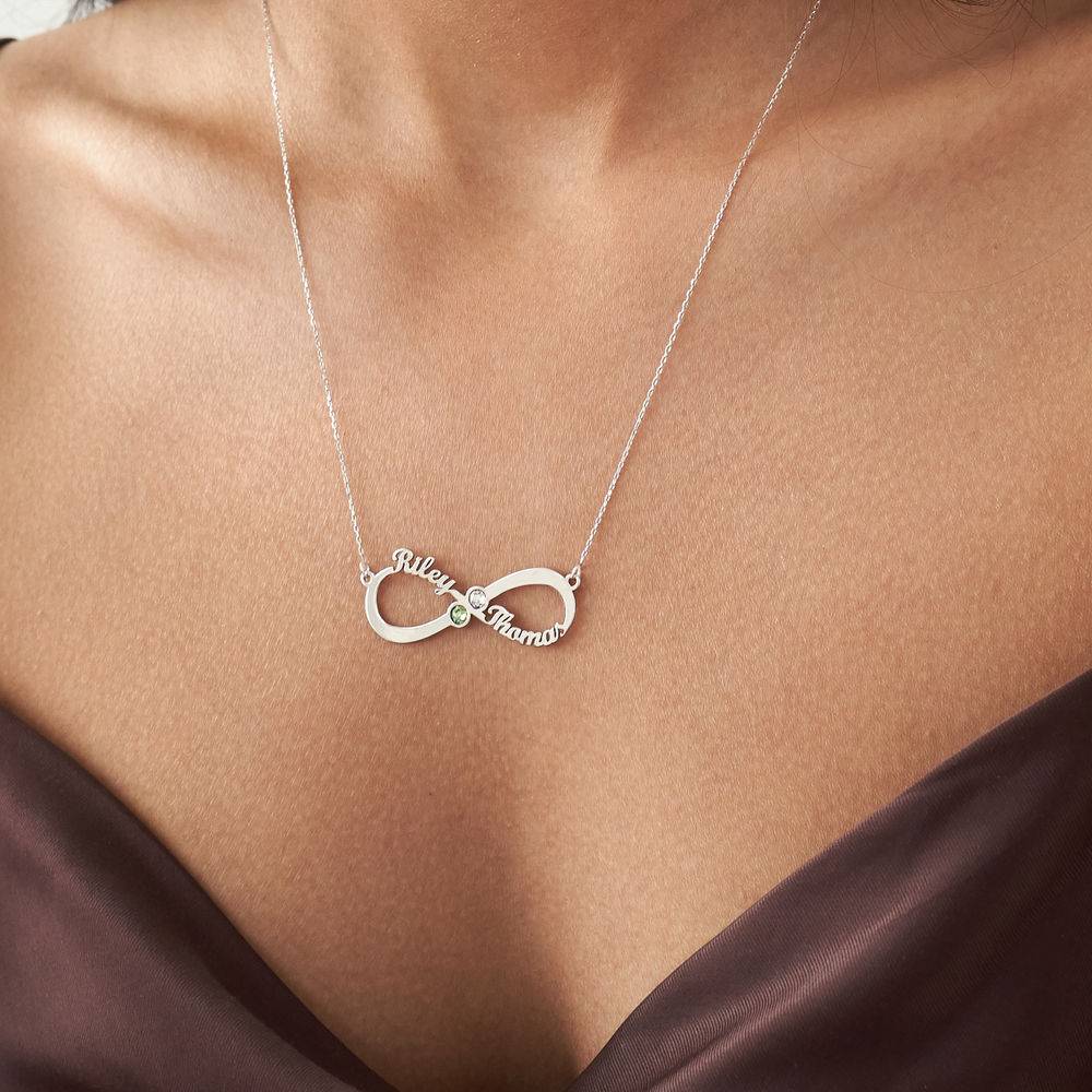 Infinity Name Necklace with Birthstones in 14ct white gold-3 product photo