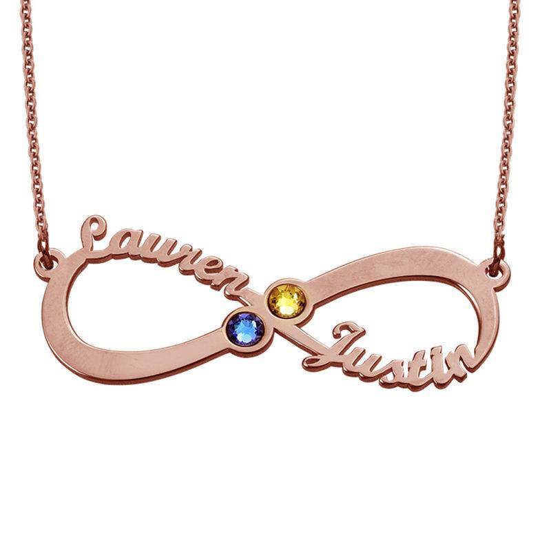 Infinity Name Necklace with Birthstones - Rose Gold Plating-2 product photo