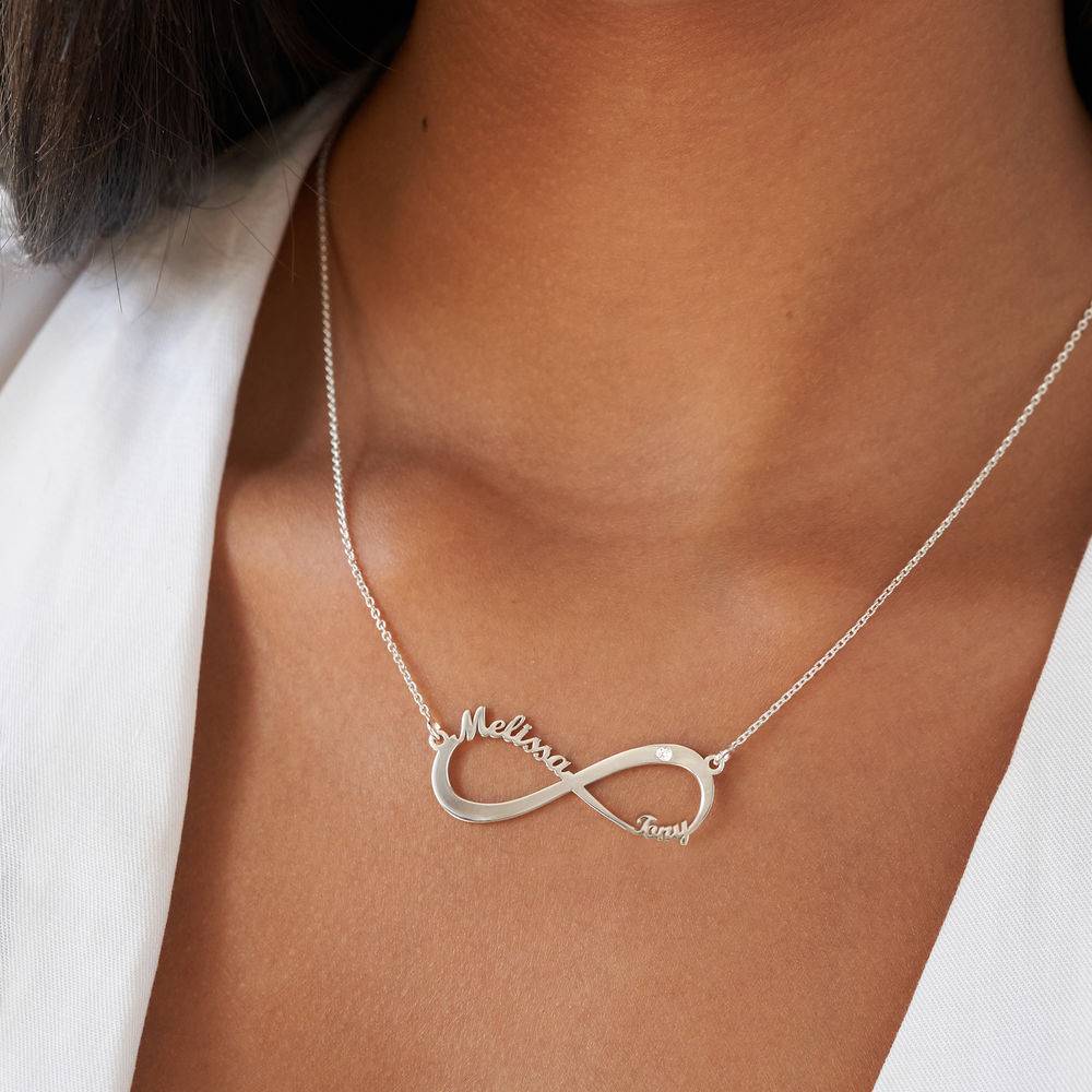Infinity Name Diamond Necklace in Sterling Silver-1 product photo