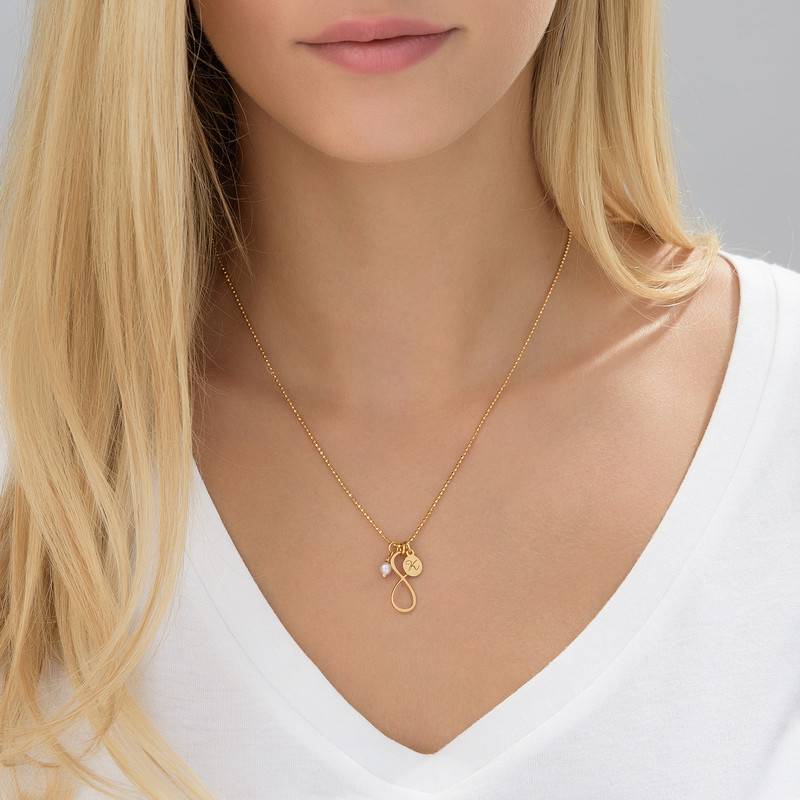 Infinity Necklace with Initial charm in Gold Plating product photo