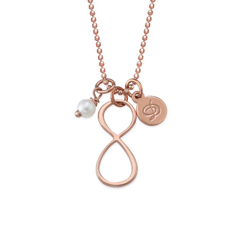 Infinity Necklace with Initial Charm in Rose Gold Plating product photo