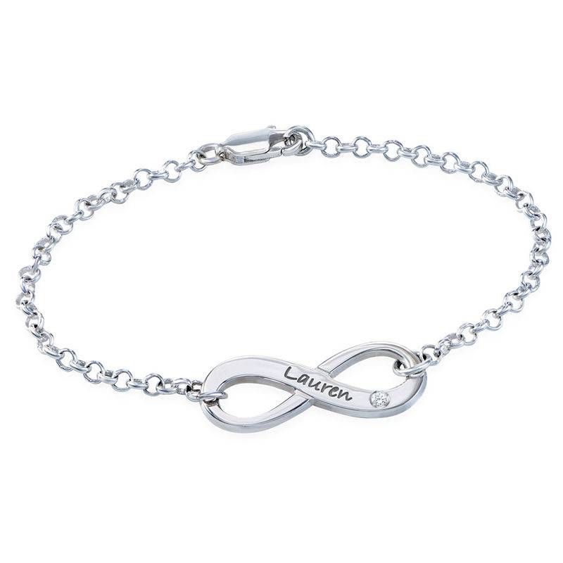 Gravierbares Infinity-Armband mit Diamant - 925er Sterlingsilber Produktfoto