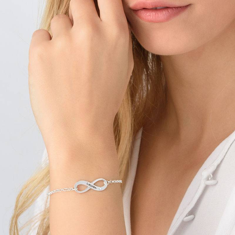 Infinity Diamond Bracelet in Sterling Silver-2 product photo