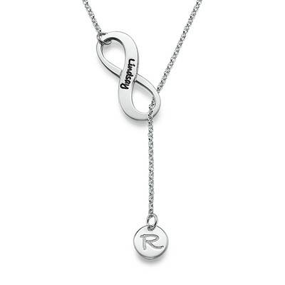 Y Shaped Infinity Necklace Initial & Birthstone in Sterling Silver product photo