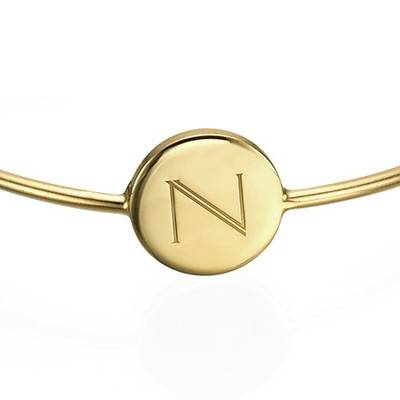 Initial Bangle Bracelet - 18ct Gold Plated - Adjustable-1 product photo