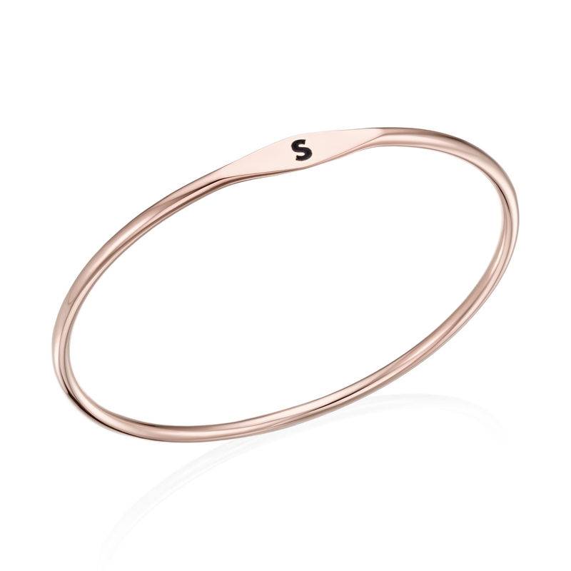 Initial Bangle Bracelet in 18ct Rose Gold Plating-2 product photo