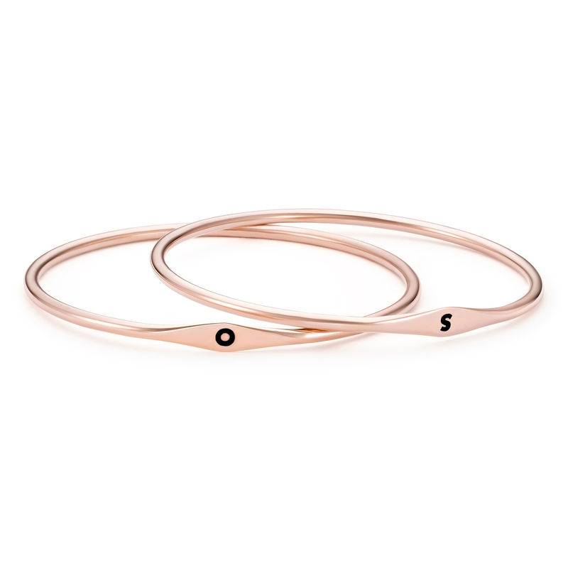 Initial Bangle Bracelet in 18ct Rose Gold Plating-4 product photo