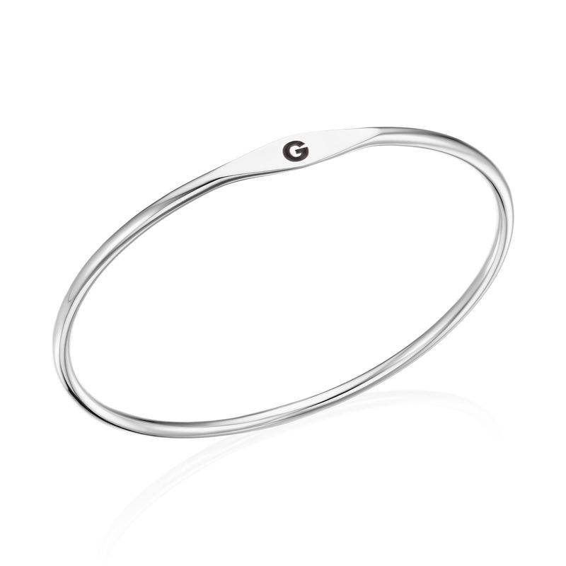Initial Bangle Bracelet in Sterling Silver-5 product photo