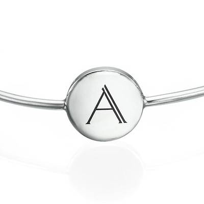 Initial Bangle Bracelet - Sterling Silver - Adjustable-3 product photo
