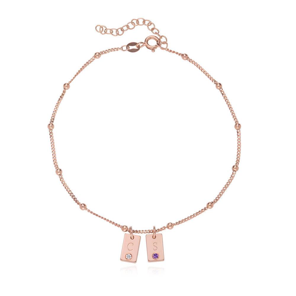 Initial Birthstone Tag Anklet in Rose Gold Plating-1 product photo