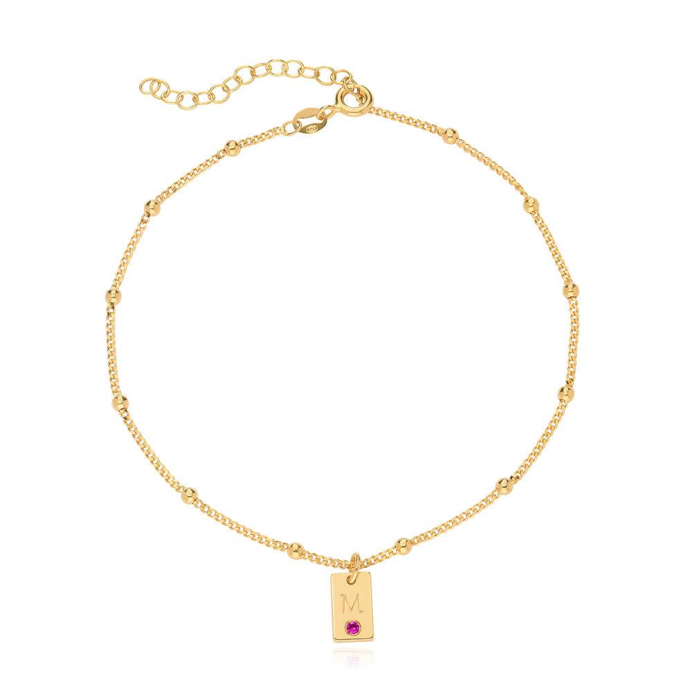 Initial Birthstone Tag Anklet in Vermeil-1 product photo