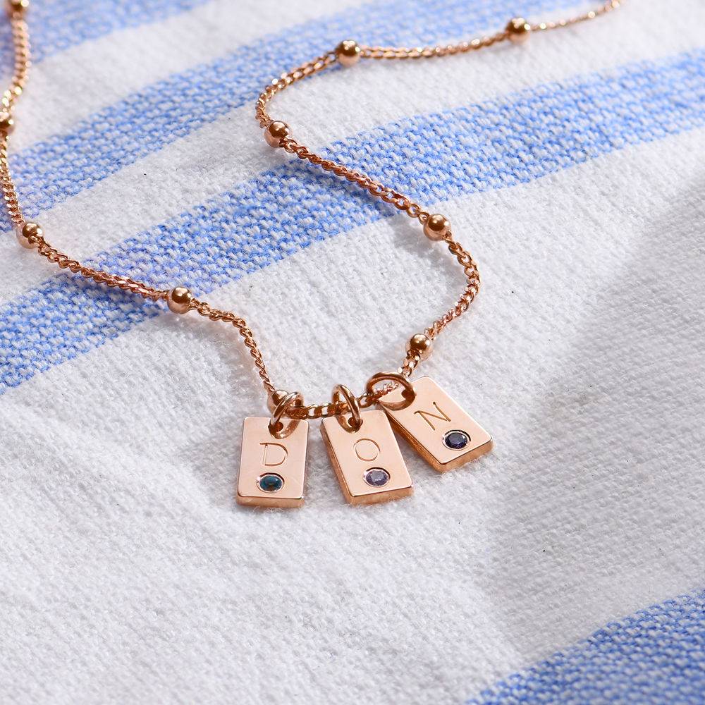 Initial Birthstone Tag Necklace in Rose Gold Plating-3 product photo