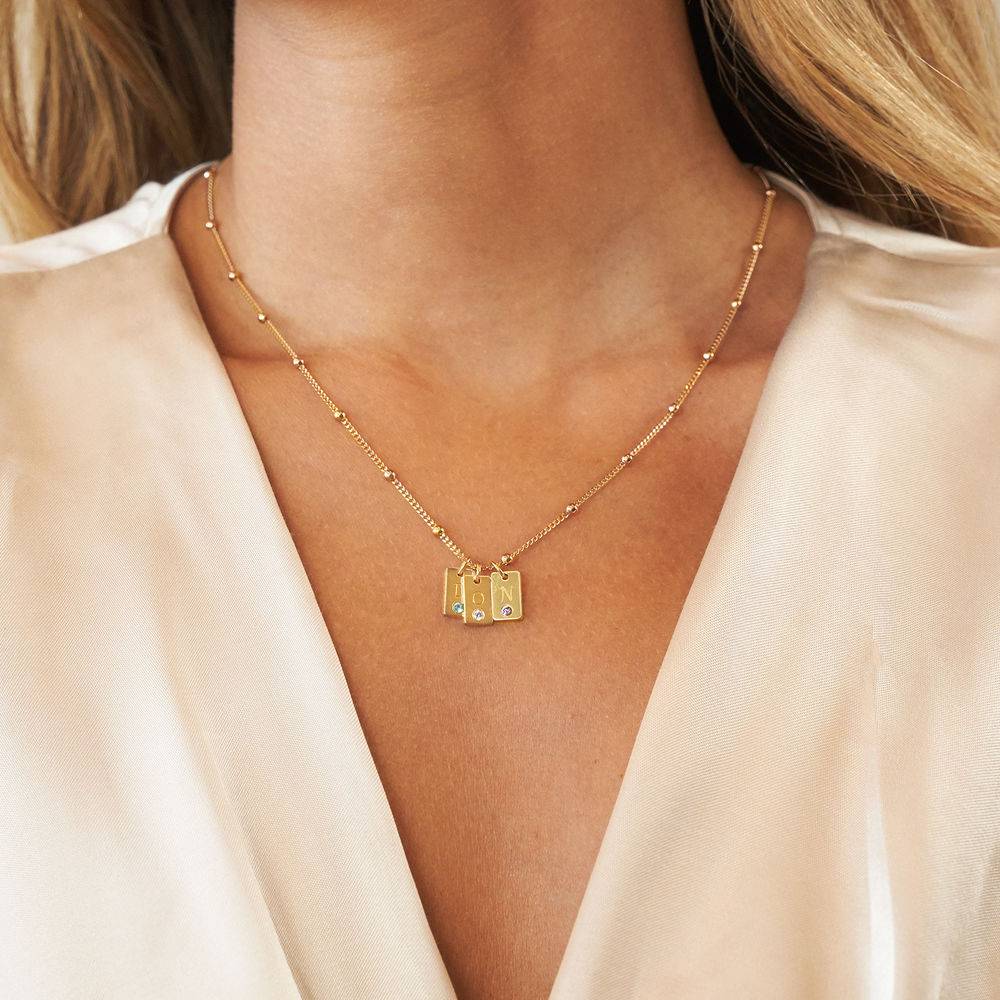 Collar inicial de colgantes con piedra de nacimiento en oro vermeil-1 foto de producto