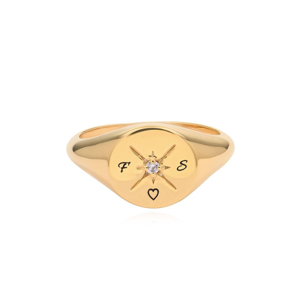 Kate Compass Ring With Cubic Zirconia in 18k Gold Plating-1 product photo