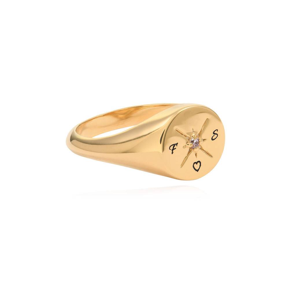 Kate Compass Ring With Cubic Zirconia in 18k Gold Plating-5 product photo