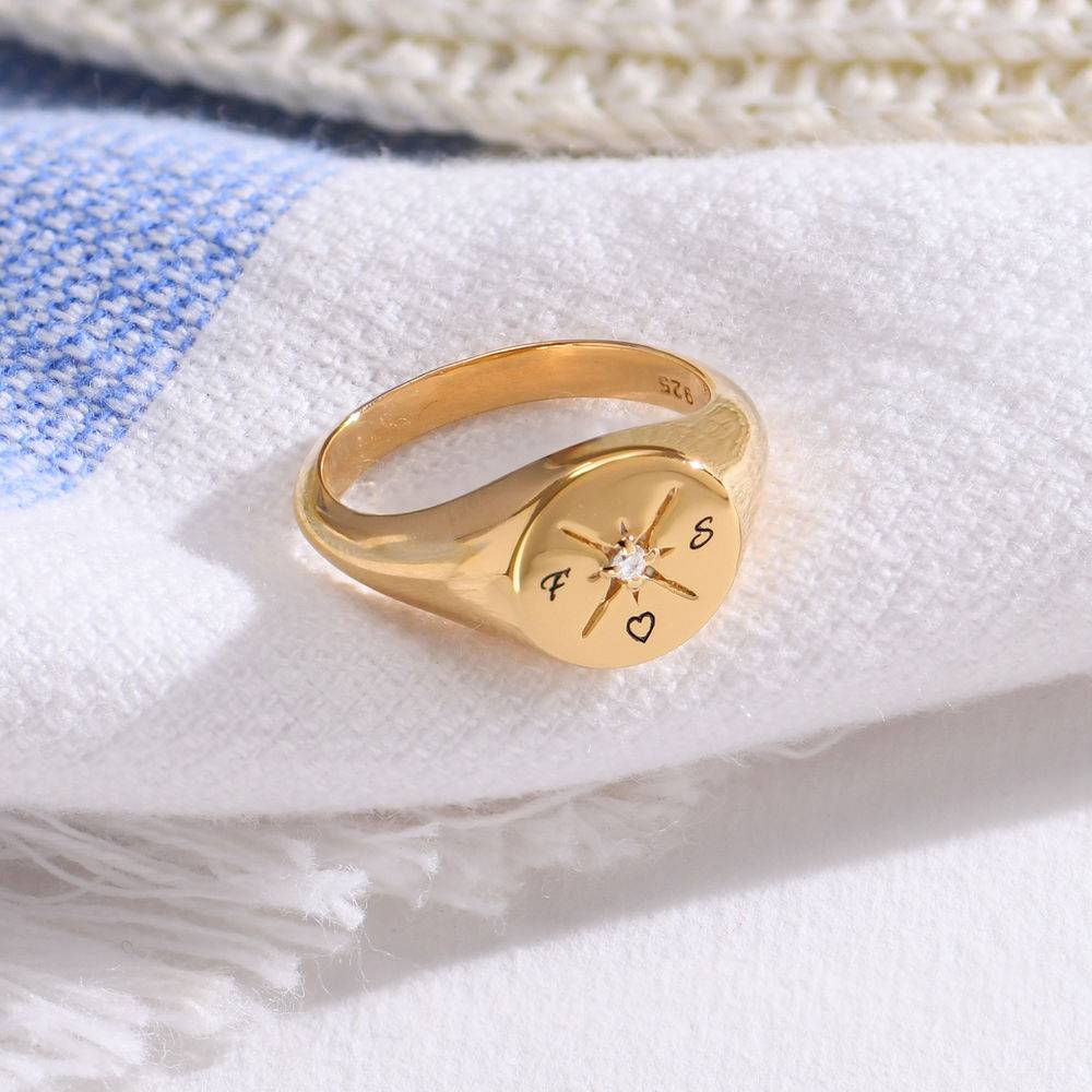 Kate Compass Ring With Cubic Zirconia in 18k Gold Plating-2 product photo