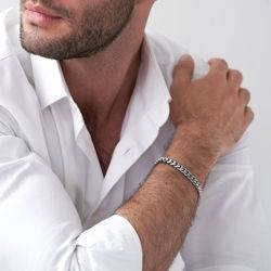 Bracciale Cuban Link - Catena da uomo in argento massiccio da 140g, lavorata a mano