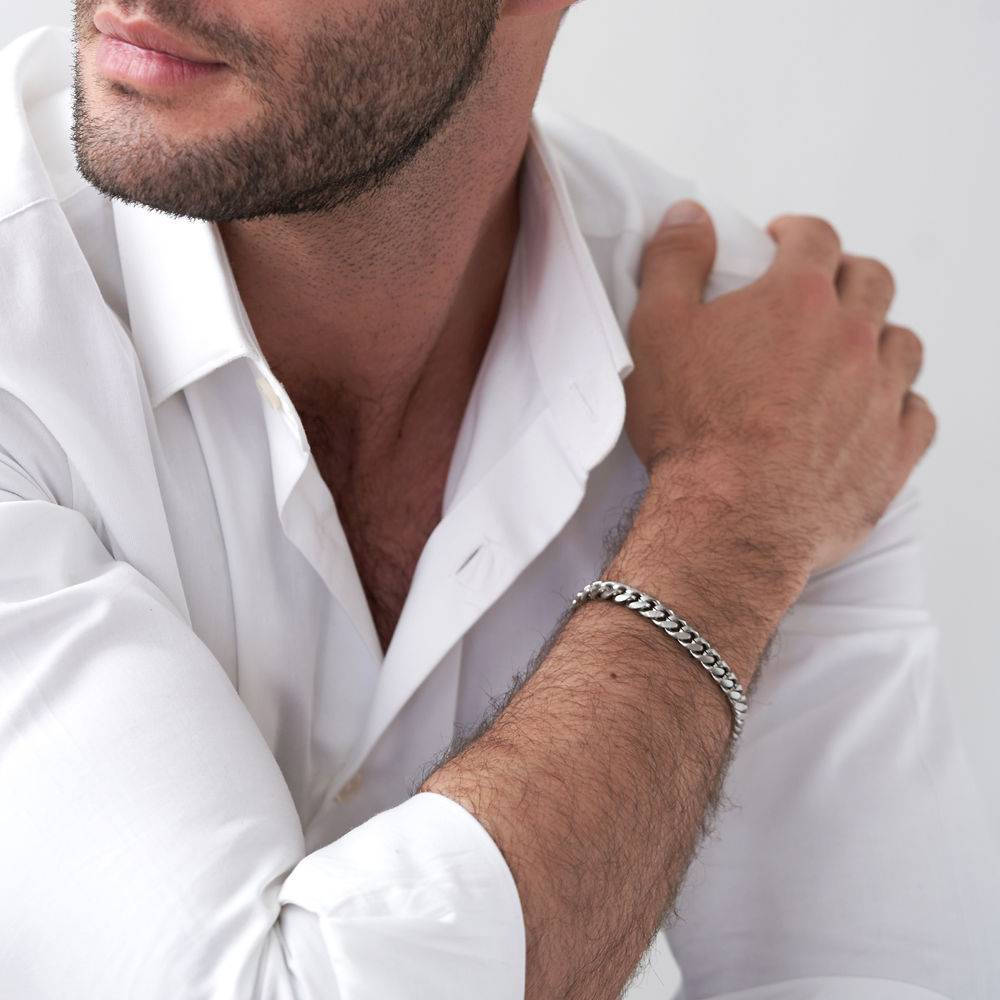 Initial Cuban Chain Bracelet for Men in Stainless Steel-2 product photo