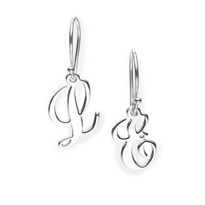 Monogram Initial Dangle Earrings in Sterling Silver-2 product photo