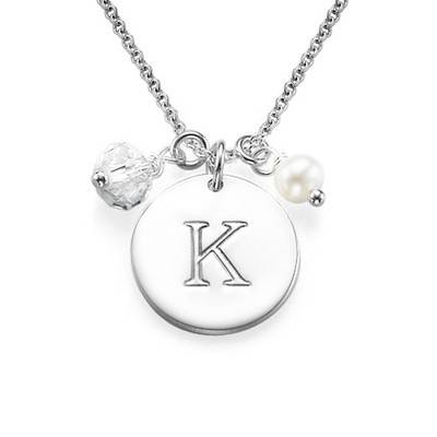 Sterling Silver Initial Charm Disc Necklace product photo